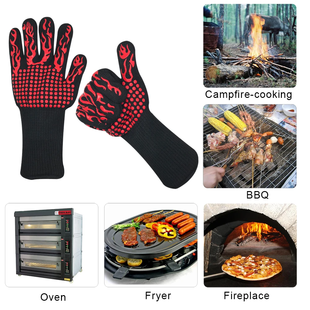 bbq gloves oven cooking barbecue baking cutting heat resistant gloves bbq