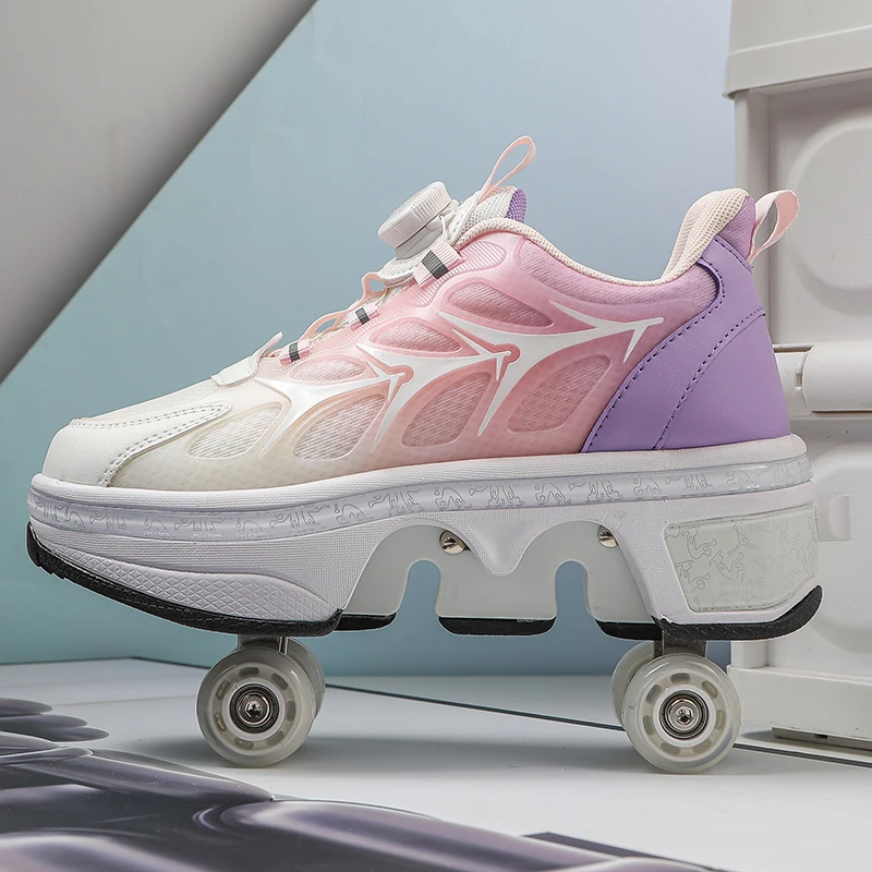 Deformation Parkour Four Wheels Rounds Of Running Casual Sneakers Unisex Roller Shoes Skating Shoes
