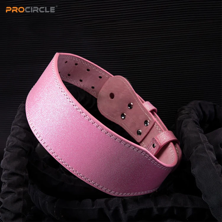 WB-F2050 Fashion Shiny Pink Leather Weightlifting Belt Powerlifting Bodybuilding and Workout belt