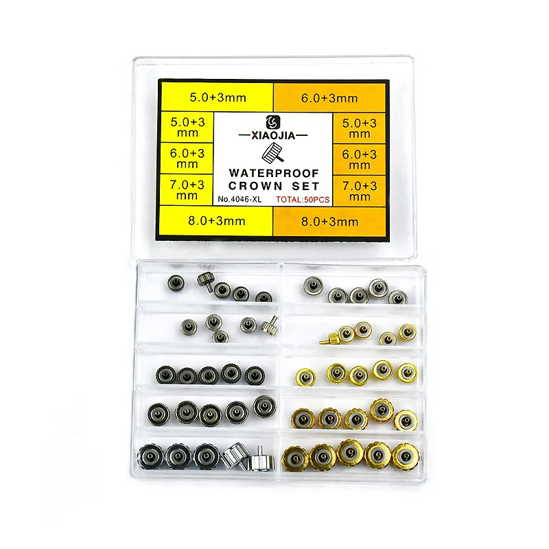 Assorted Watch Crown Parts Replacement Accessories Watch crown Repair Tool watch parts Gold and Silver