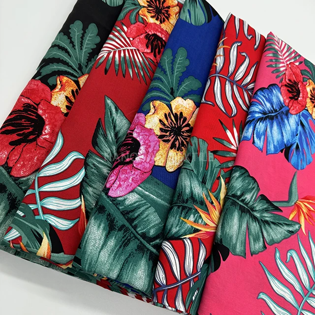 bamboo rayon gaz muslin fabric for dress slub weaving machine hawaiian designs span for women clothing