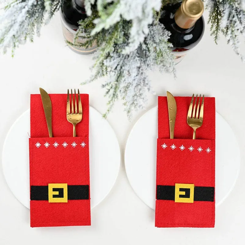 
Christmas Knife Spoon Pocket Xmas Kitchen Cutlery Cover 
