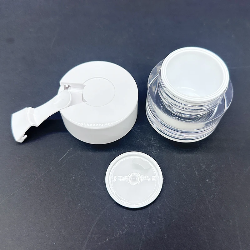 double wall travel plastic 15g 30g 50g white acrylic cosmetic nail gel cream jar with spoon spatula