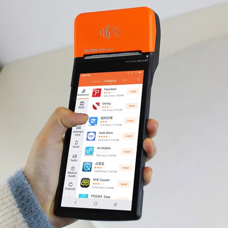 Профессиональный sunmi android ручной Pos-терминал Octa Core