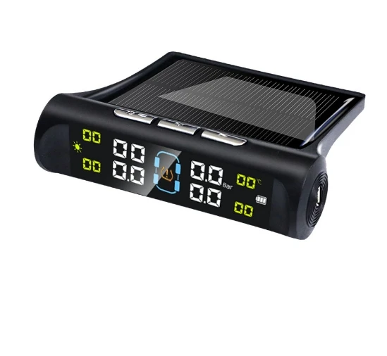 Universal Solar Energy 433 MHz Wireless TPMS for Cars 24-hour Tire Pressure & Temperature Alarm Flat Tire Detection Feature