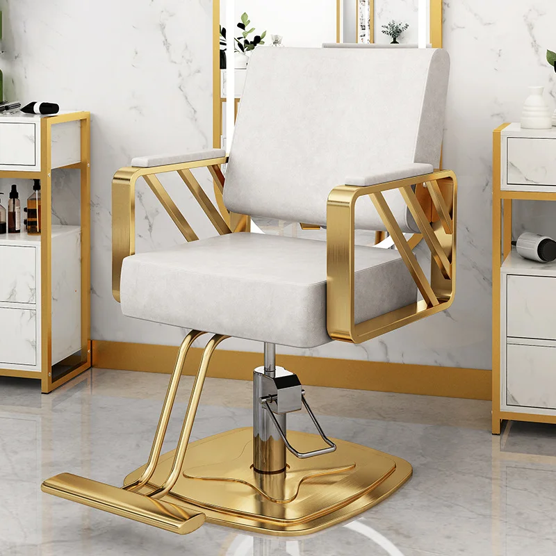 Barber Shop Hair Salon Sedie Parrucchiere Furniture Styling Beauty Saloon Gold Hydraulic Nail Salon Chair For Barbershop