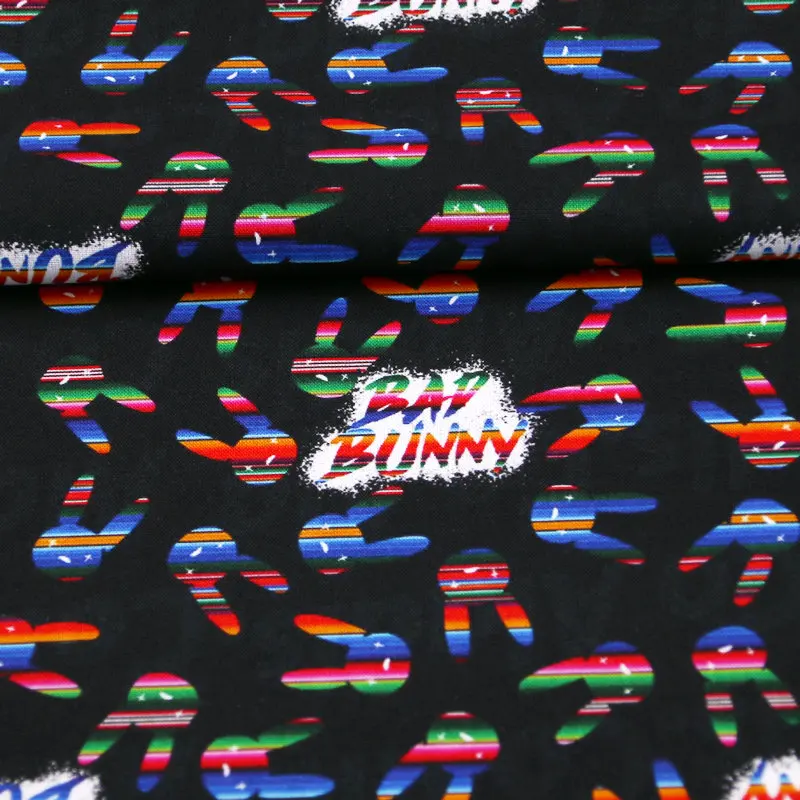 black color Twill bad bunny Prints Quilt Fabric Printed 100% Cotton fabric