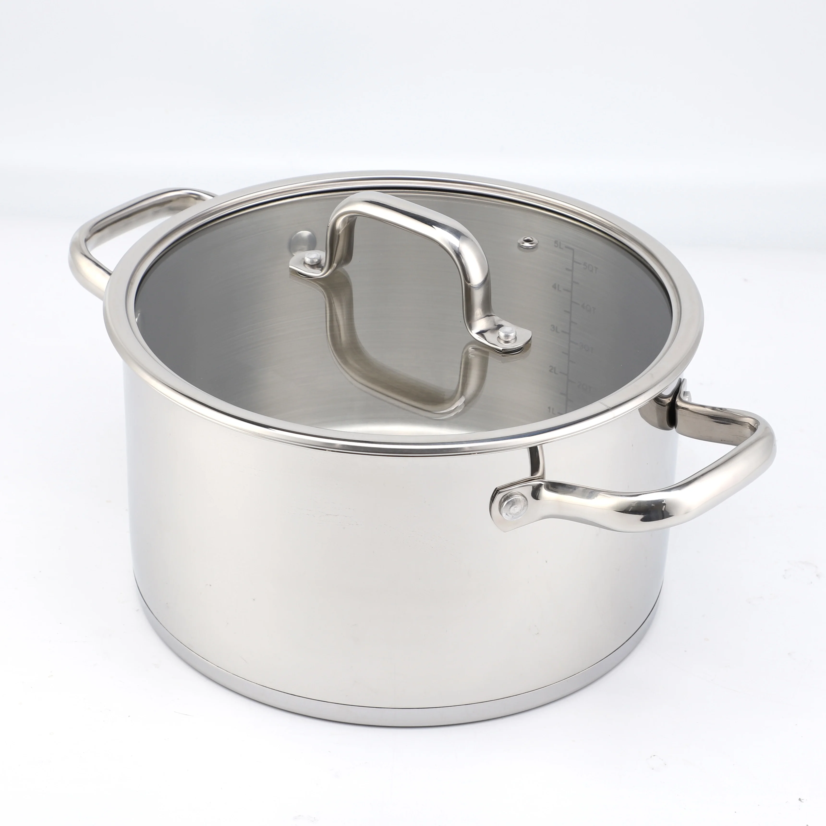 High Quality Commercial Cookware Hot Pot Kitchen Cooking Pot Thickened Stainless Steel Soup Pot With Glass Lid