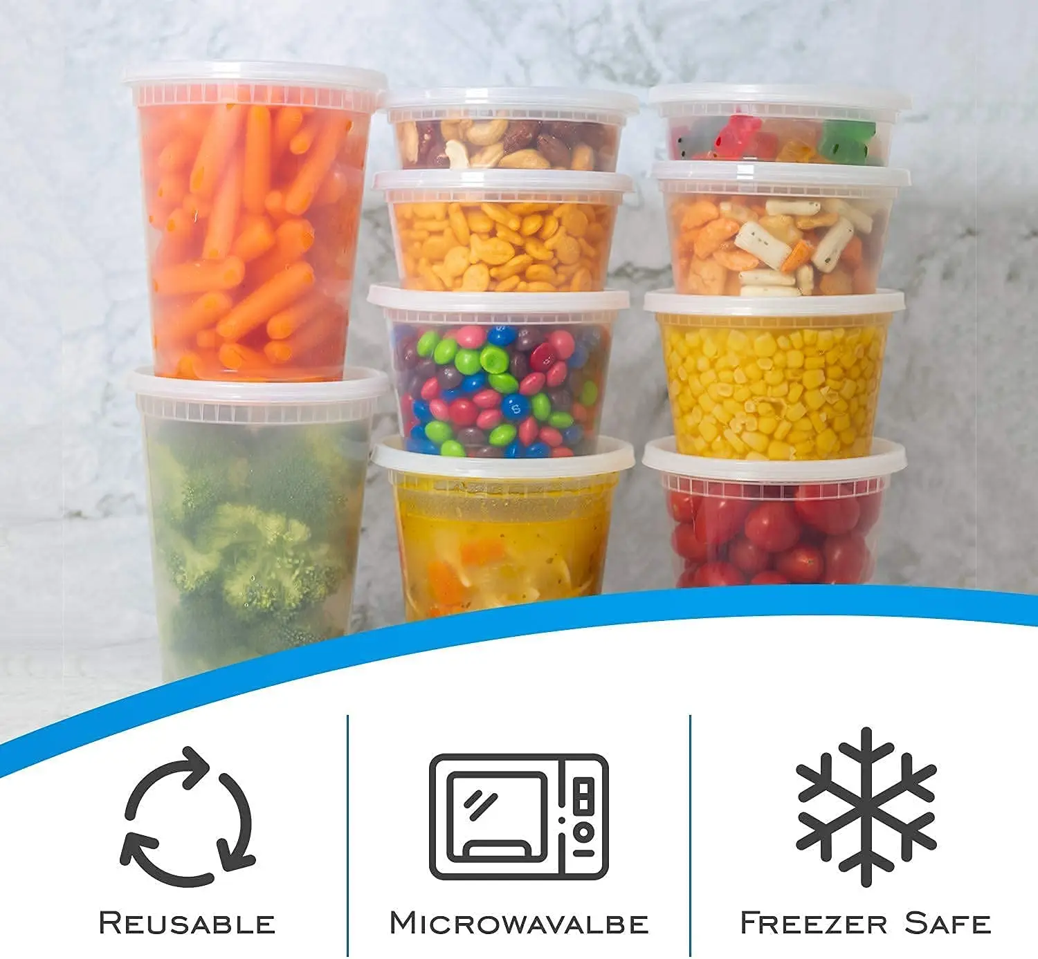 Контейнеры для хранения пищевых продуктов Deli с герметичными крышками контейнеры ресторанов 8 унций контейнер