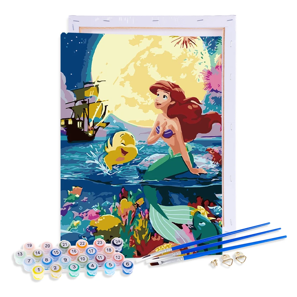 Hot Sale Mermaid Oil Painting By Number Kits On Canvas DIY Framed Acrylic Paint Custom Paint By Number For Wall Decor