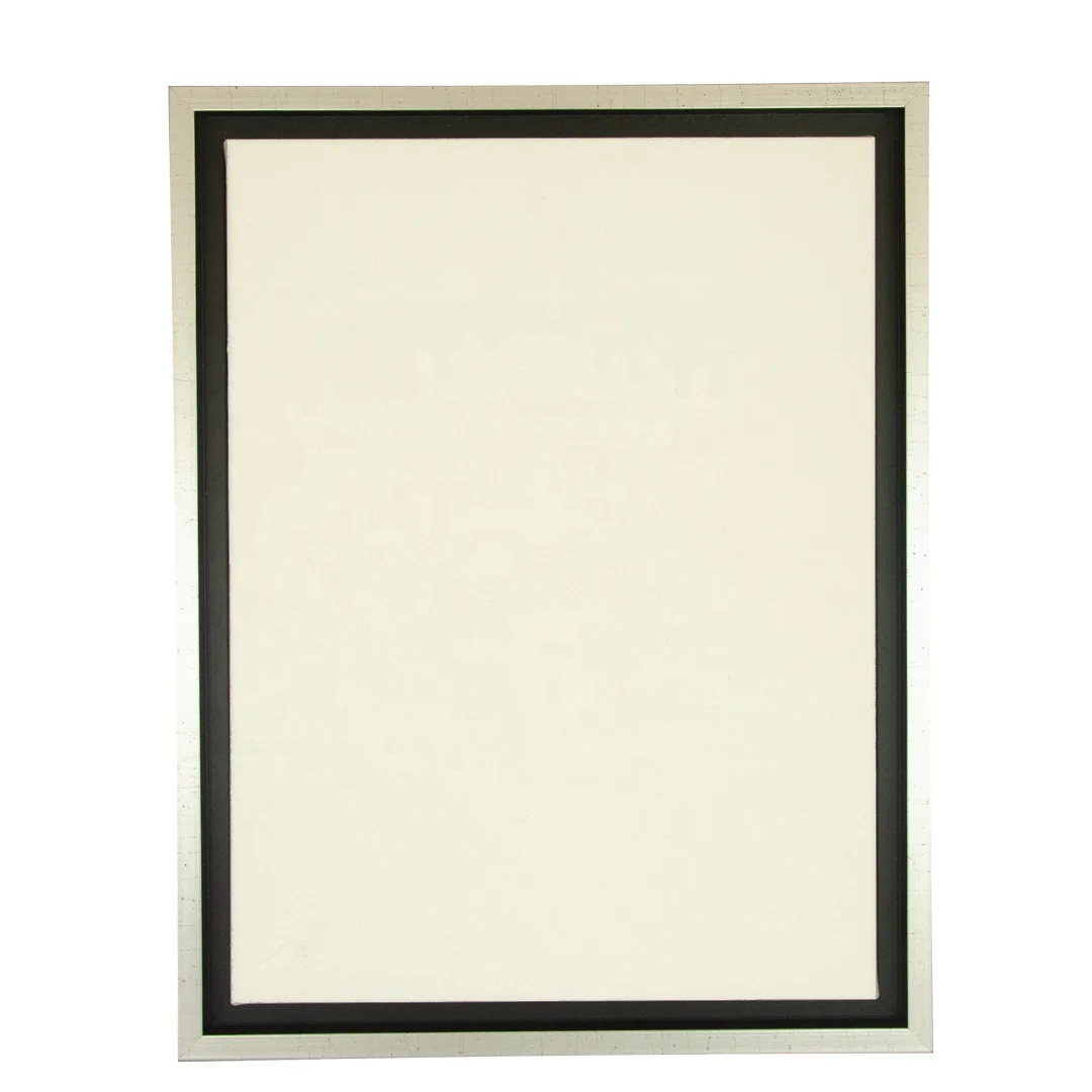 Wooden floater frame for canvas paintings Black with Silver L shapes floating picture frames Wall art Decor custom sizes canvas