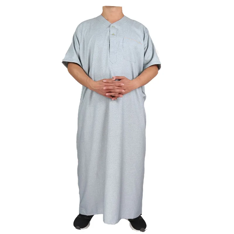Simple Design Muslim Short Sleeve Qamis 54-62 Size Jalabiya For Algeria