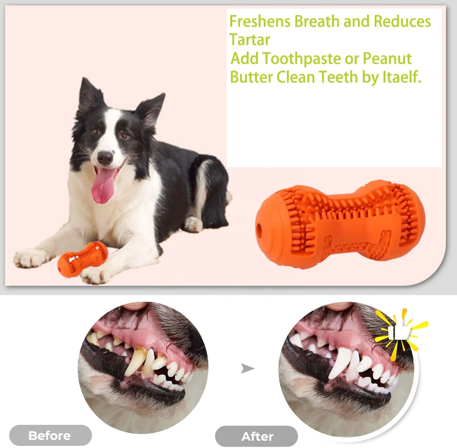 Indestructible Pet Teething Molar Stick Custom Food Leaking Tooth Cleaning Rubber Dumbbell Dog Chew Toy For Aggressive Chewers