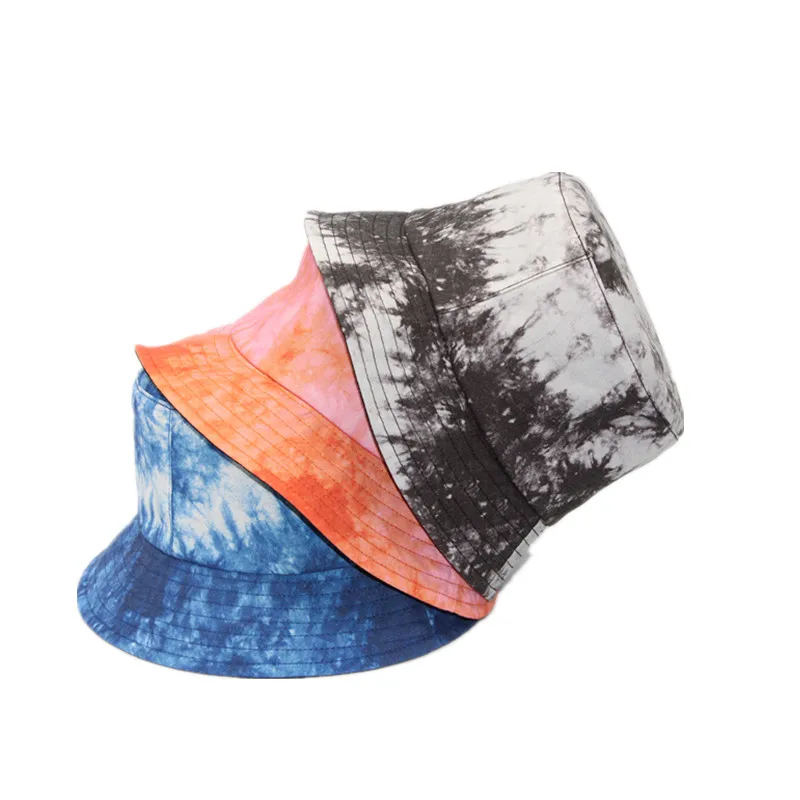 Custom Fashion Reversible Black Faded Tie Dye Bucket Hat,Rainbow Colorful Print Bucket Cap Women (1600142609189)