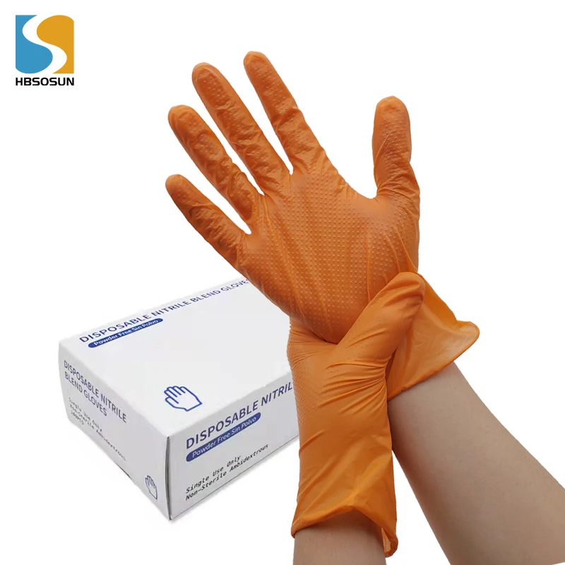 Hot selling product high quality  best price diamond pattern nitrile gloves work with Non-slip Touch Screen