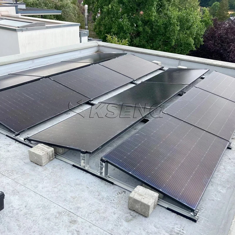 Easy Install Solar Mounting System Roof Top Solar Panels Mounts East West Solar Ballasted Flat Roof Mounting Structure