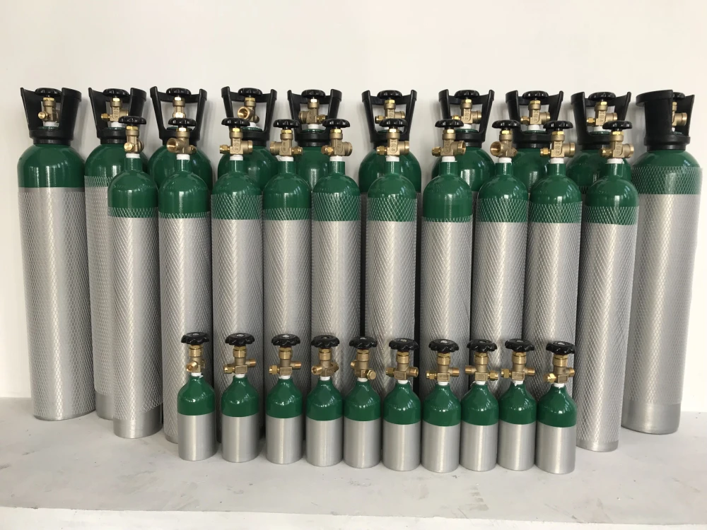 Factory Delivery ISO/GB Standard Series Medical Seamless Aluminum Gas Cylinder Hospital Industrial Aluminum Material Oxygen Tank