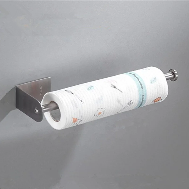 Self Adhesive Wall Mounted Kitchen Stainless Steel Roll Tissue Paper Towel Holder Cabinet For Kitchen