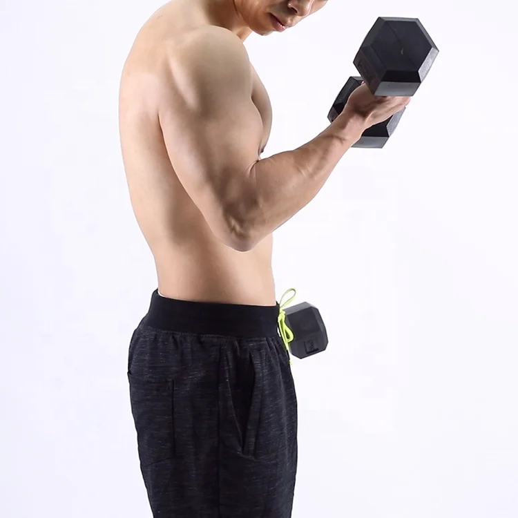 Wavar 10kg gym training equipment rubber coated 5 kg dumbbell steel in lbs hexagon hex dumbbells rubber sets