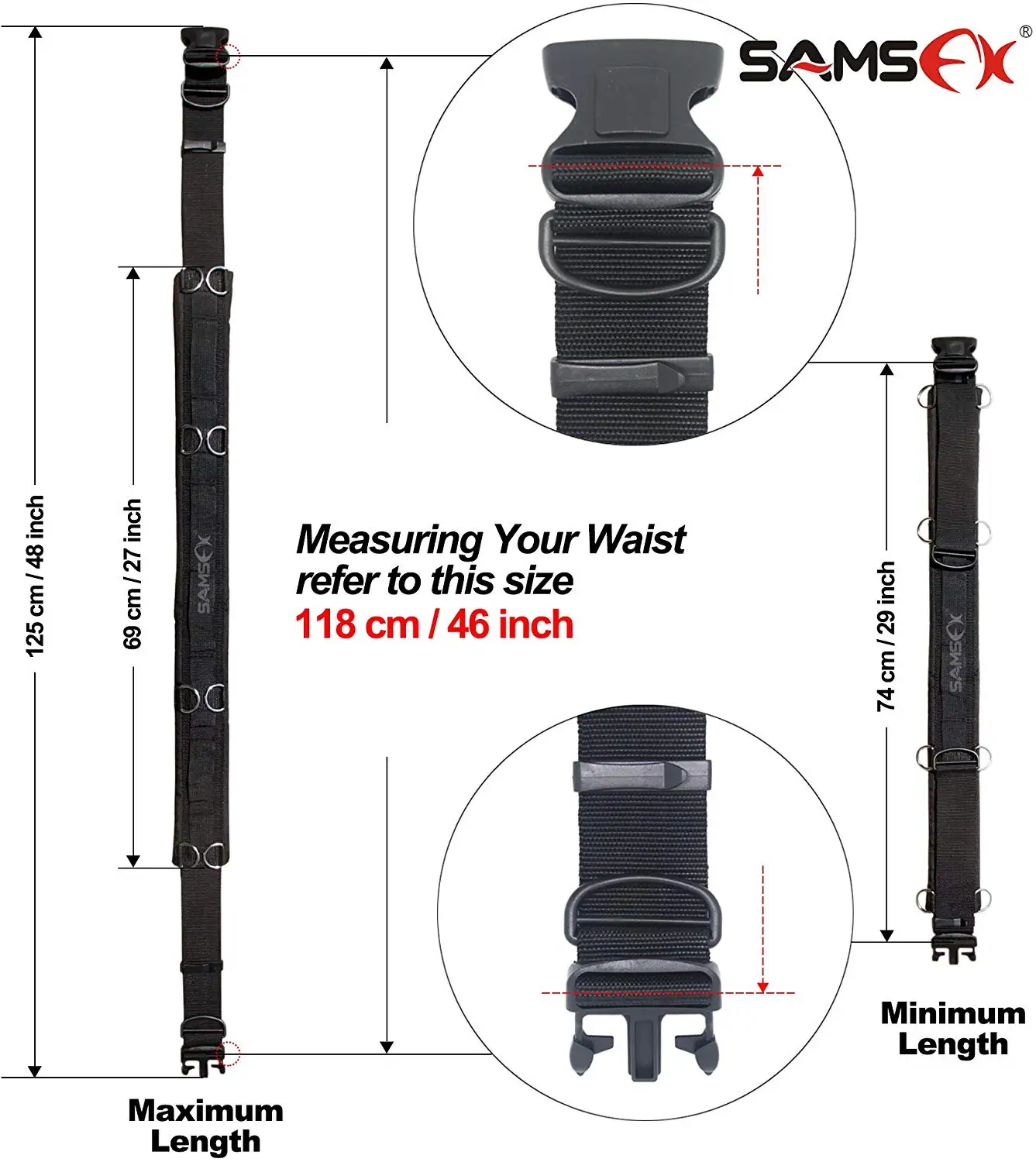 
SAMSFX Deluxe 2inches Wading Belt Straps Adjustable Wader Fishing Belts for Surf Casting Kayak Fishing Accessories 