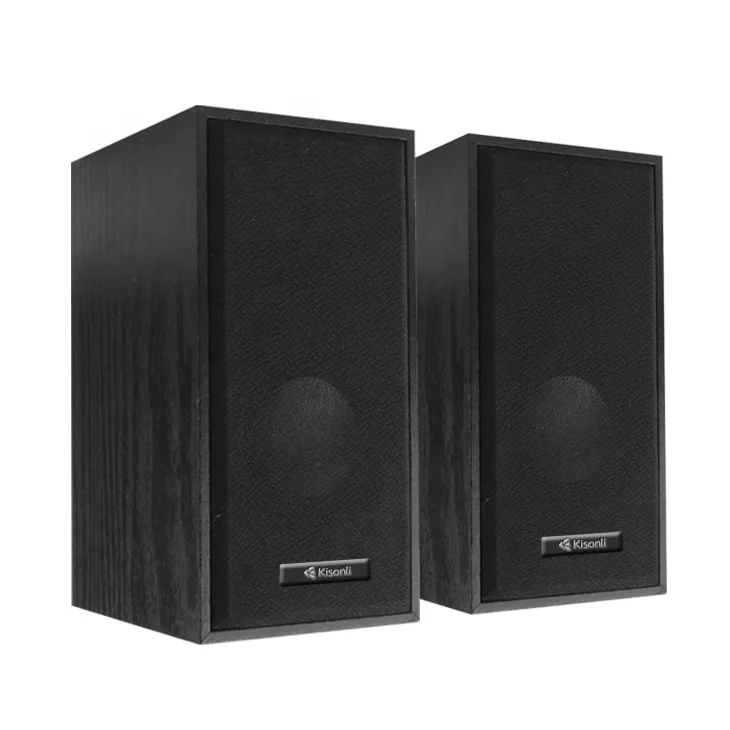 Best sound quality 2.0 wooden desktop speaker Mini Table PC Speaker OEM LOGO