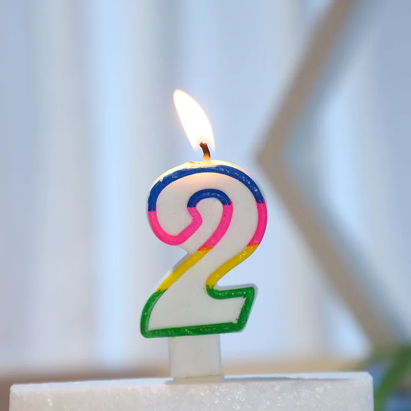 0-9 Colorful Fancy Happy Birthday Cake Number Candle ,Party Digital Candle With Holder For Kids Adult