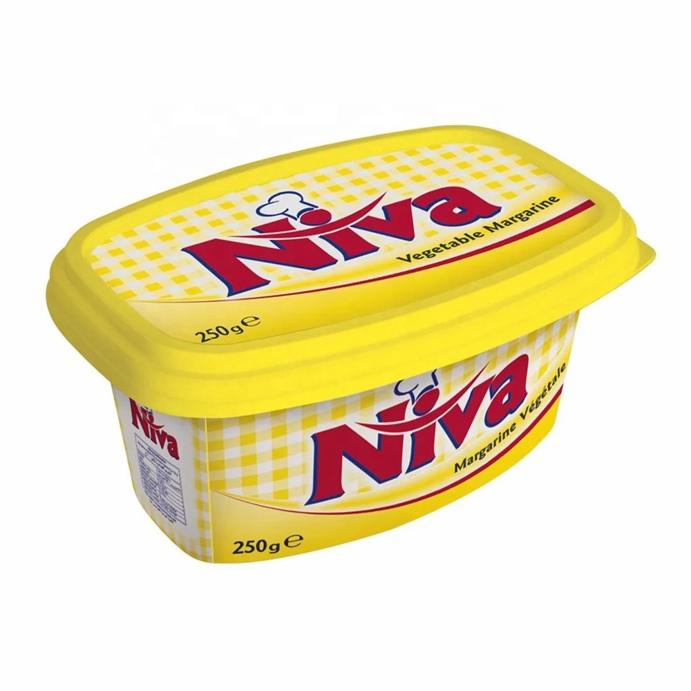 Custom logo printed 250g rectangular IML margarine packaging box butter plastic container  butter container with lid