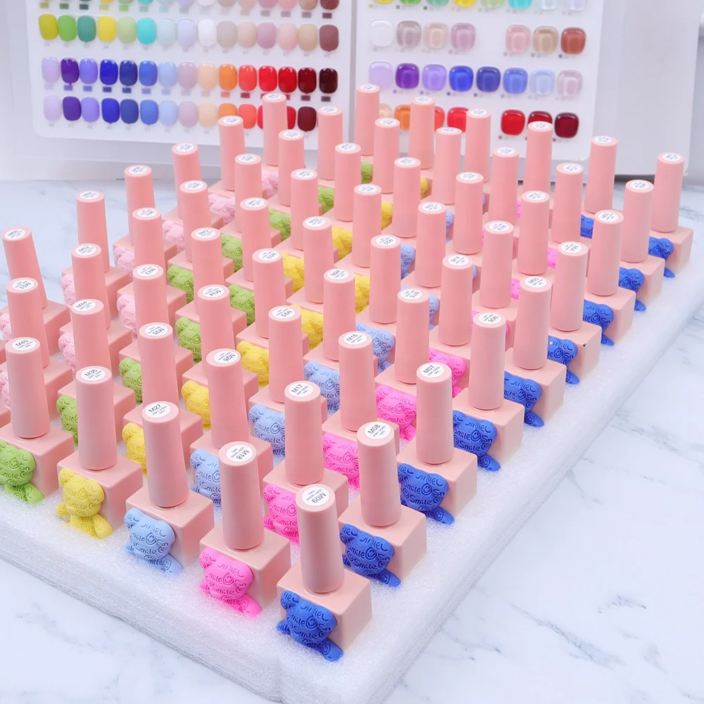 Ins hot nail art pink bear 60 color gel nail polish kit soak off uv gel polish set with color plate wholesale price