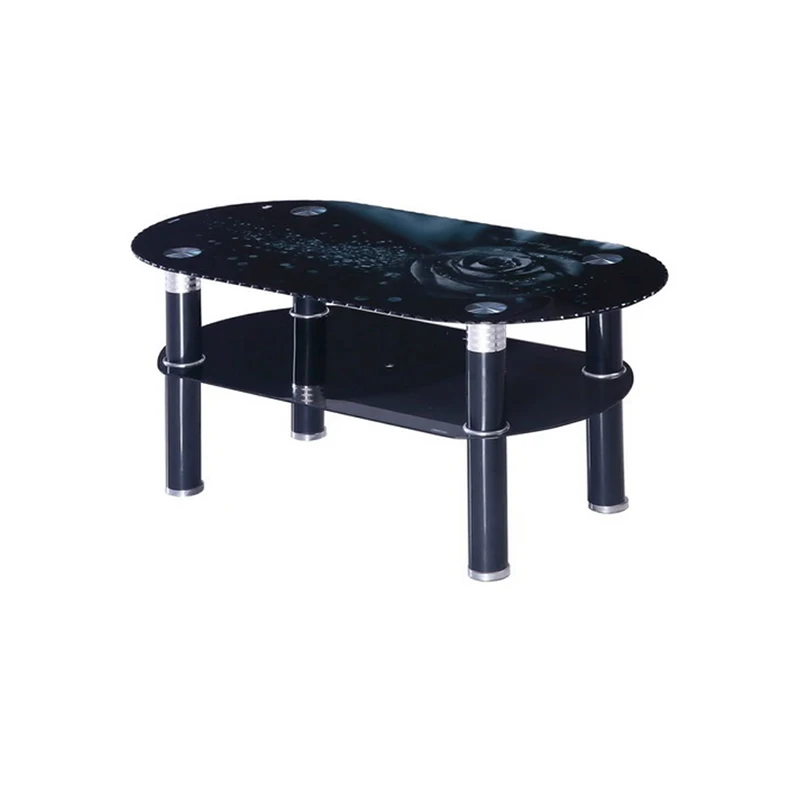 Hot Sale Nordic Style Metal Legs Large Oval Tempered glass desktop Countertop Coffee Table For The Living Room