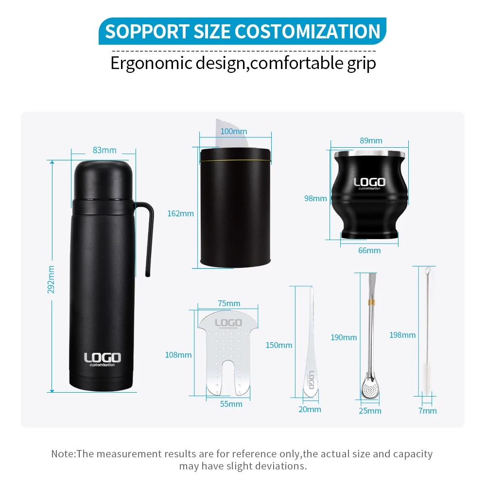 7 in 1 Stainless Steel Yerba Mate Cup Set, Include Mate Gourd, Insulated Bottle, Yerbero, Bombilla(straw),Tea Filter set, Matte