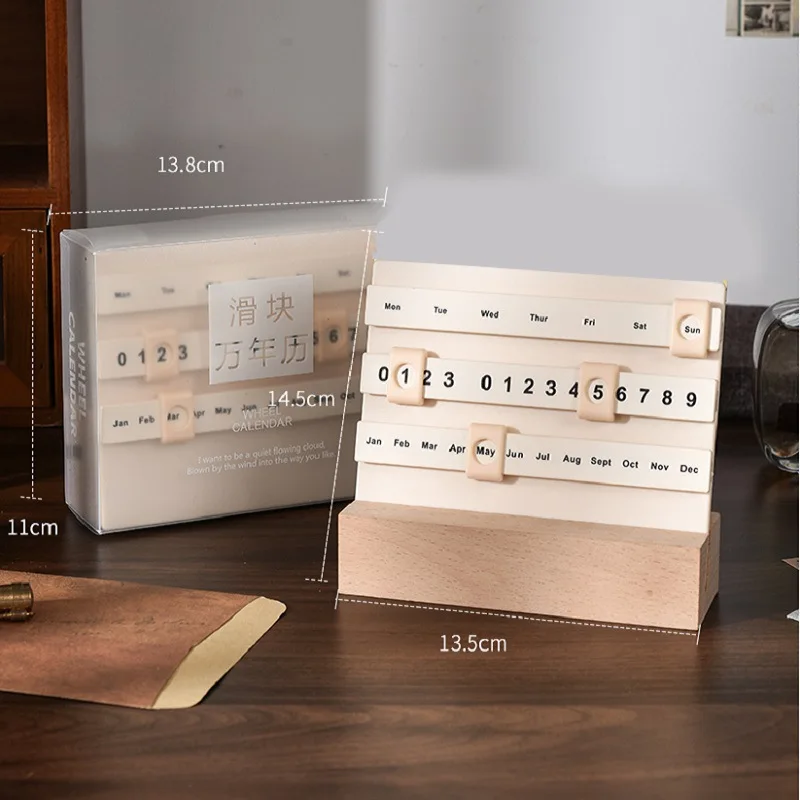 2024 Wooden Desk Calendar Slider Perpetual Calendar Creative Calendar