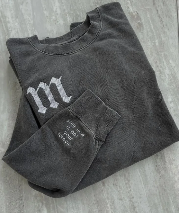 RUYI Custom logo crew neck pullover sweatshirt women vintage wash embroidered crewneck sweatshirt