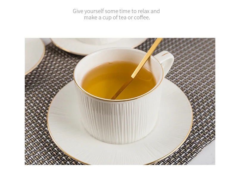 European-Style Gold Trim Ceramic Coffee Cup Set Saucers Large Capacity Latte Cups Red Tea Espresso Moments English Afternoon Tea