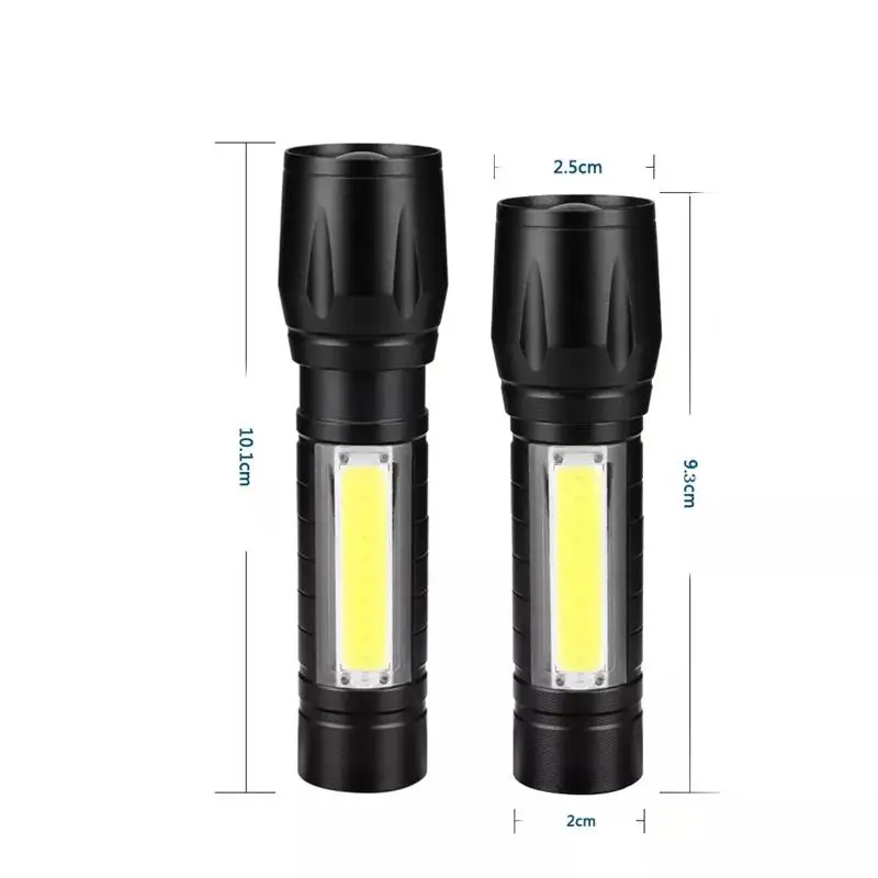 Tactical flashlight USB rechargeable camping flashlight COB Zoomable mini portable flashlight