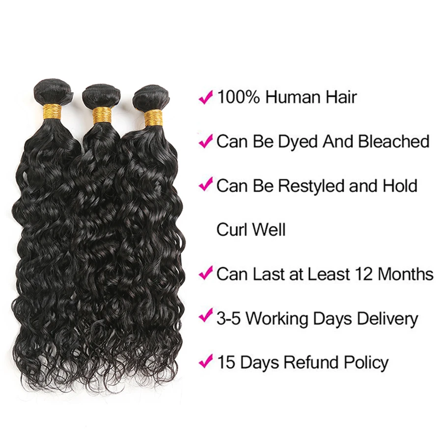 Peruvian hair bundles with closure water wave cuticle aligned virgin hair products for black women aliexpress online shopping