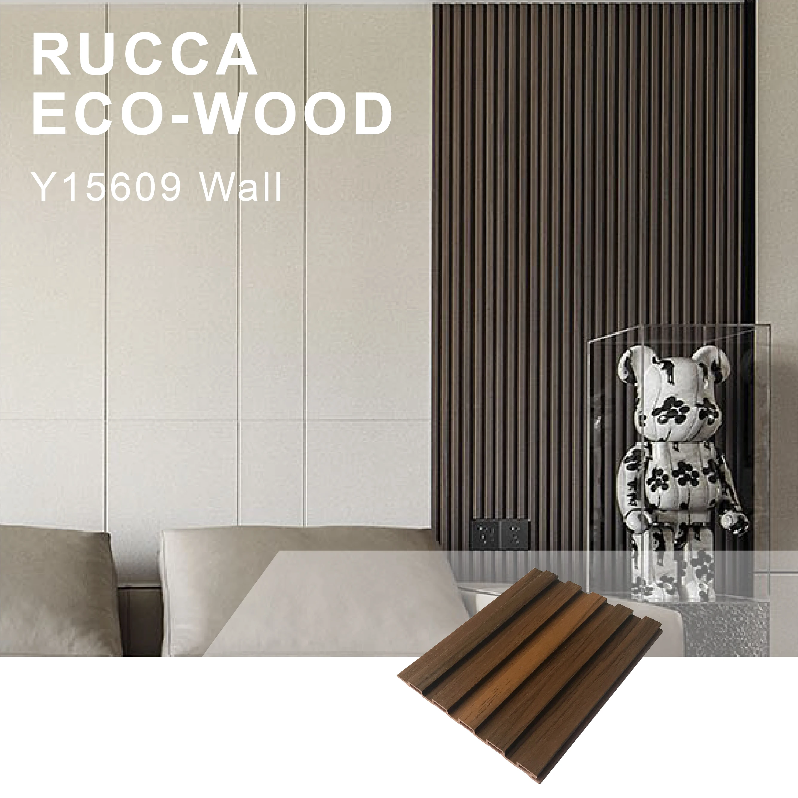 RUCCA fluted panel 156*9mm wooden grain pvc wpc wall panels designs