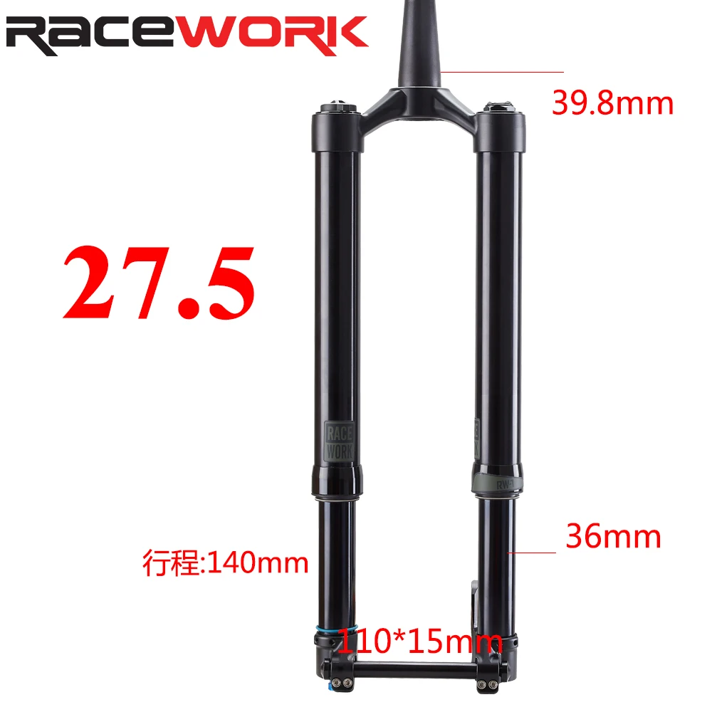 RACEWORK bicycle front fork, inverted fork Suspension  parts 27.5, 29 inches Thru-axle 140