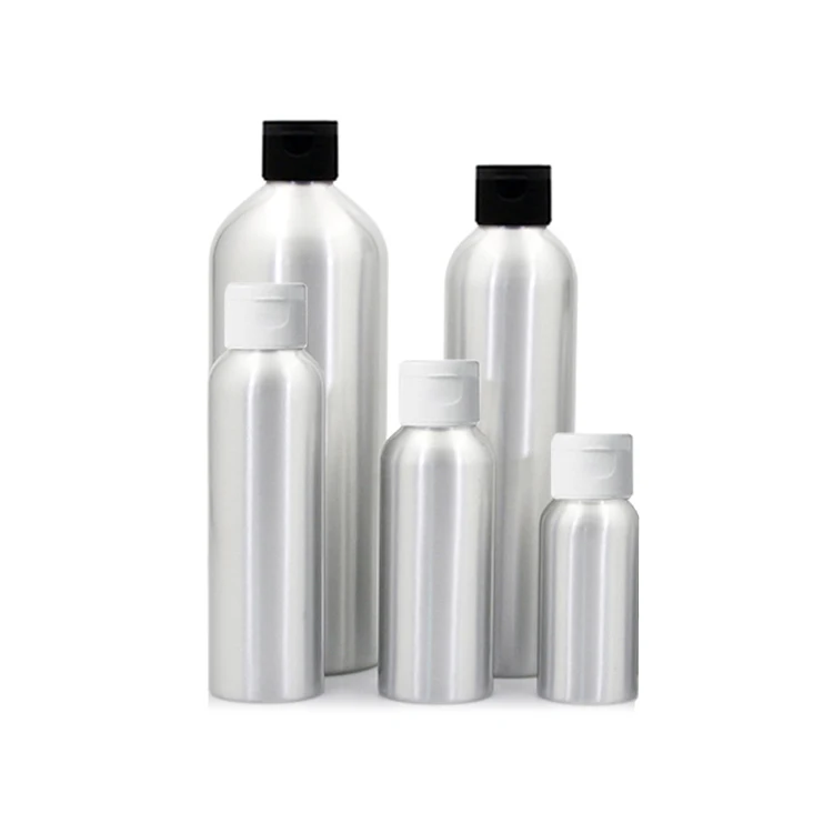 Cosmetic Stainless Steel 150ml 250ml 500ml Empty flip top Round Aluminium Metal Bottle Shampoo
