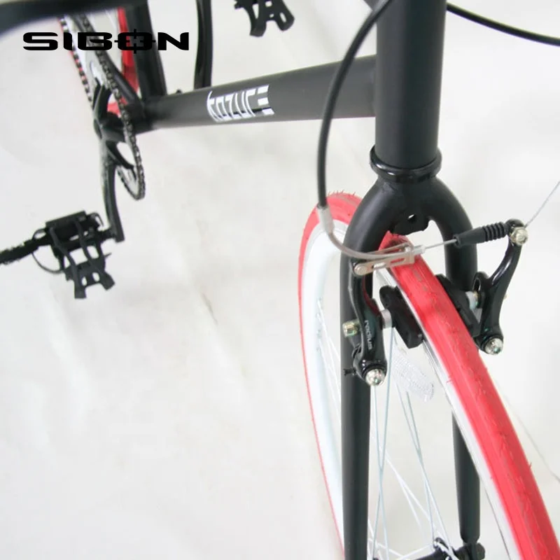 SIBON B0220104 700c aluminium alloy frame fixed rubber tire aluminium pedal fixed gear bike 700c with bull head handlebar
