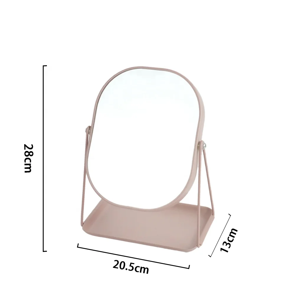 Foryoudecor Reusable Bedroom Oval 6 inch  Metal Pink Table  Makeup Mirror Magnifier 3X Vanity Storage Mirror
