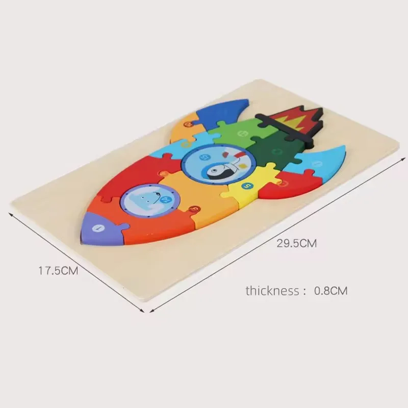 Montessori Children 3D Cartoon Dinosaur Animal Jigsaw Puzzles Board Games Toy Baby Educational Learning Toys For Kids Boys Girls