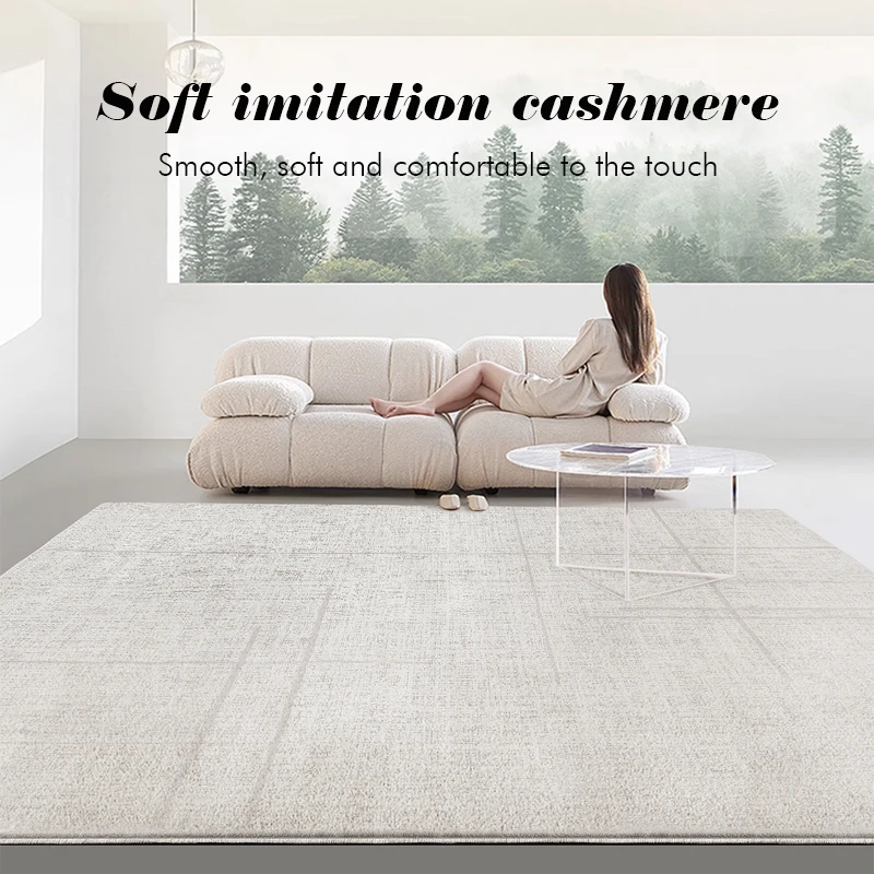 Customized Durable Faux Cashmere Plaid Puzzle Carpet Modern Shaggy Area Rugs for Living Room Bedroom Hotel Office