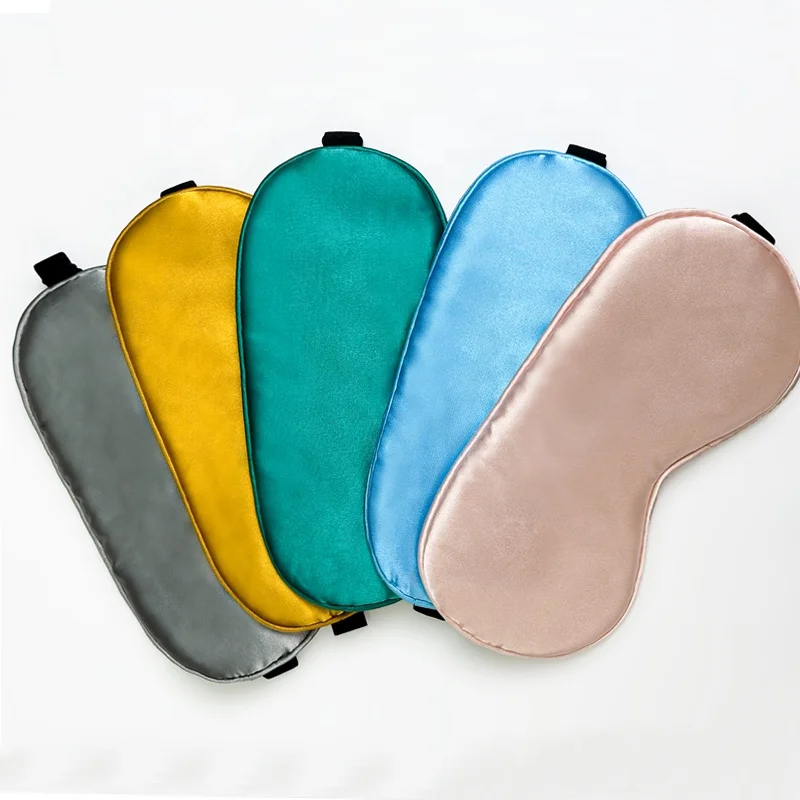 Customized Super Smooth Unisex silk satin Eye Mask for Airplane Hotel Sleep Eyemask