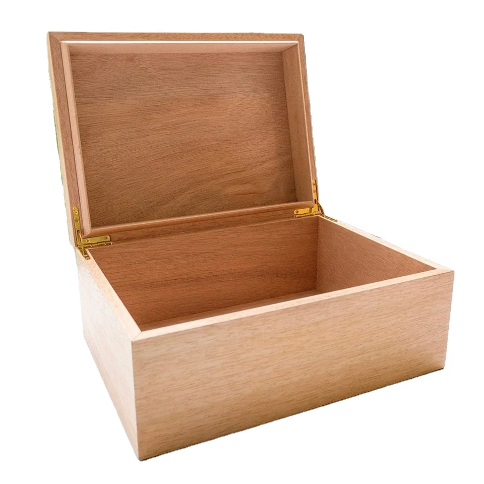 Extra Large Unfinished Wood Box  Universal home storage Large Pine Wood Box with Hinged Lid and 2 Front Clasp for Crafts Art