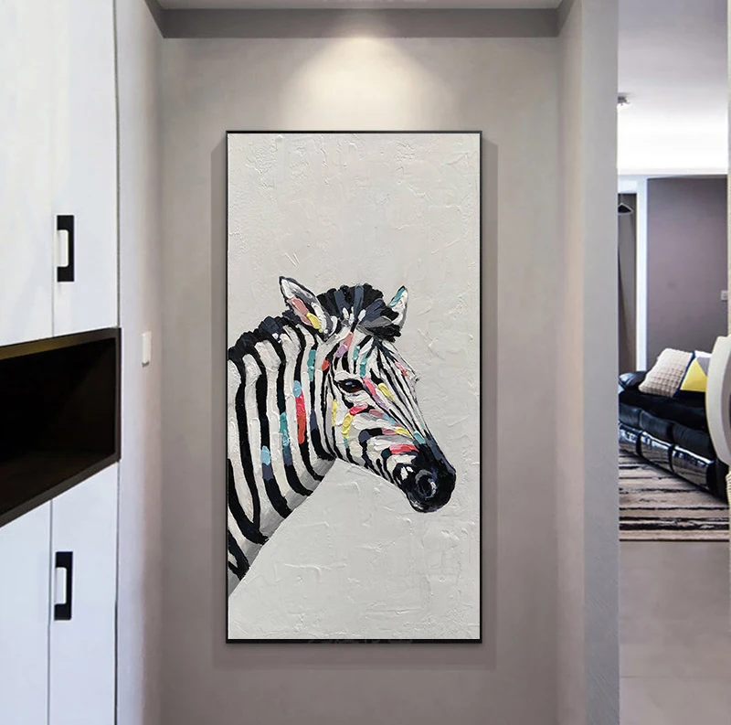 Wholesale Custom Hand Painted Colorful Abstract Horse  Painting by Paint Animal Art