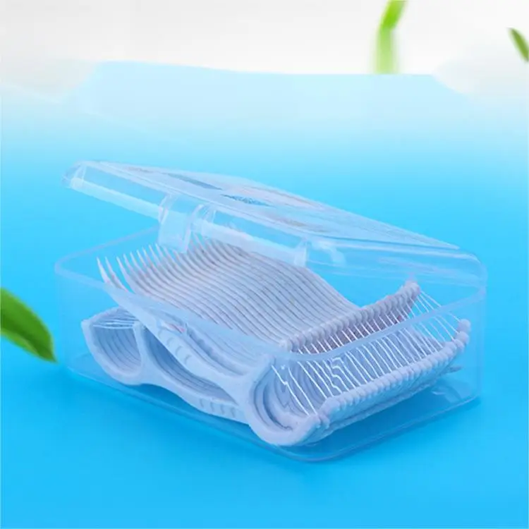 Wholesale disposable wheat straw polymer fine floss 50 pieces flossers toothpick dental floss pick oral hygiene clean