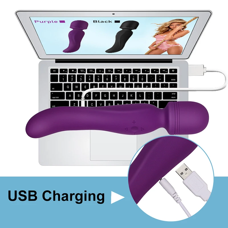 Dual Vibrator G-spot and Clitoris Body Massager Women Personal AV Sex Toys for Adult Waterproof Rechargeable