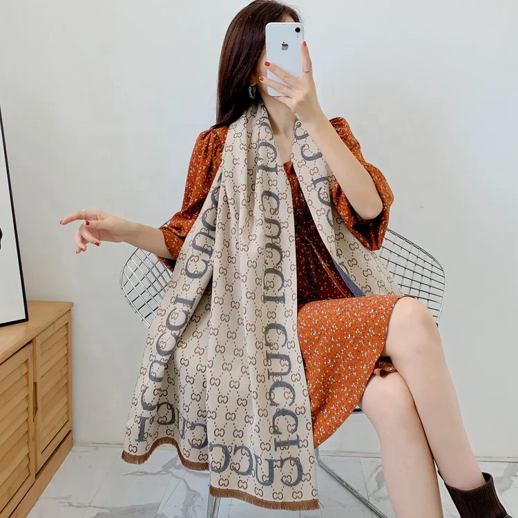 2022 New Trend Pashmina Shawl Stylish Women Autumn Winter Luxury Double Sided Warm Cashmere Blanket Scarf