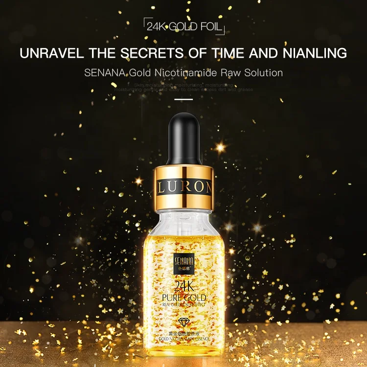 99.9% Pure 24k Gold Face Whitening Anti Aging Moisturize Skin Care Serum 24k gold & collagen vitamin c gold face  face serum