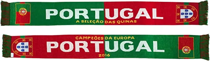 Customized Logo Odm Jacquard Sport Football Scarves Euro Contemporary Feature Classic Double-Sided Soccer Knit Portugal Scarf